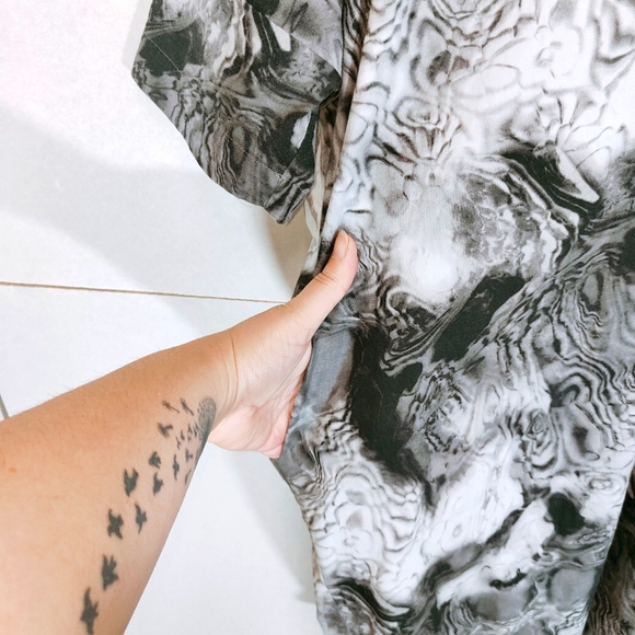 Kin Grey Dress Size UK 12 Marble Print Oversized Lagenlook Pockets Cotton Artsy - Picture 5 of 9